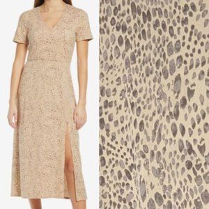 WAYF Alexa Short Sleeve Midi Dress - Cheetah Leopard XL NWT